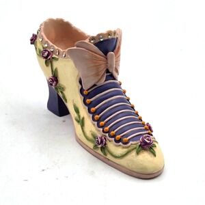 Vintage Victorian Shoe Heel Slipper Figurine Home Interior Homco Just Right Rose